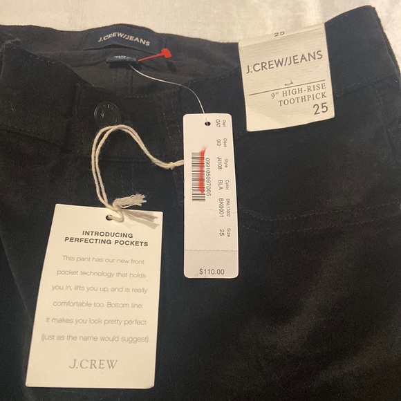 NWT J. Crew Jeans Size 25 9” High Rise Toothpick Black Pants MSRP $110 - Picture 2 of 10